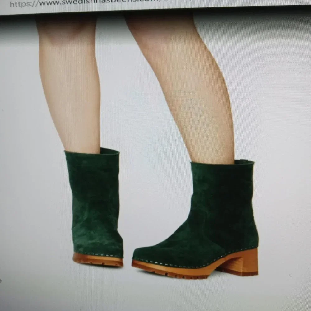 Swedish Hasbeen Teddy Boot NWT size 38 Dark Green Suede - Picture 7 of 7